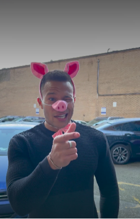 Influencer Cole Anderson dressed as a pig